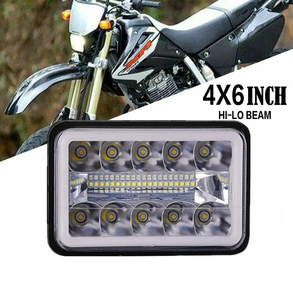 4x6 LED Headlight with White Halo DRL and Amber H4 Plug - 1 PC