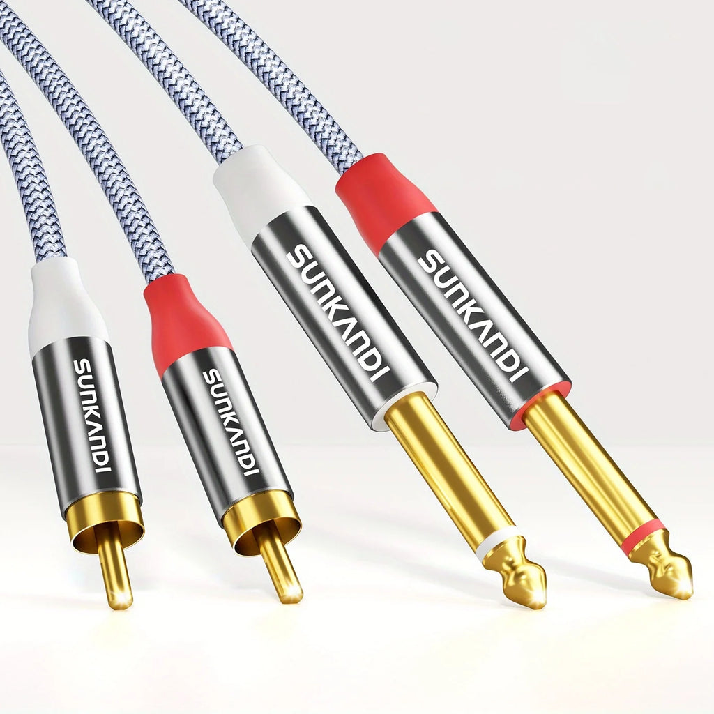 Sunkandi stereo cable with different connector types on a white background