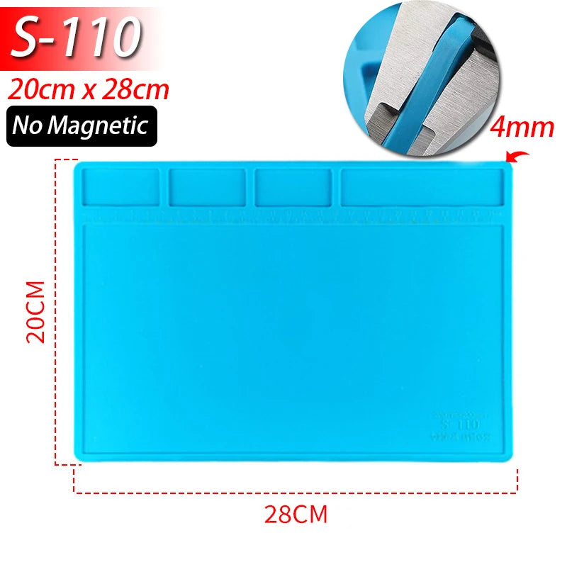 Silicone Soldering Mat - Heat Resistant 932F Anti-Static Magnetic Work Mat