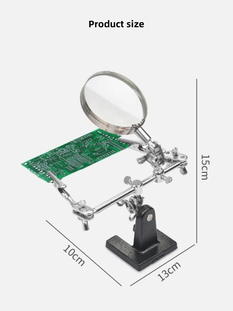 Soldering Iron Station Stand with Magnifying Glass and Third Hand Clamp