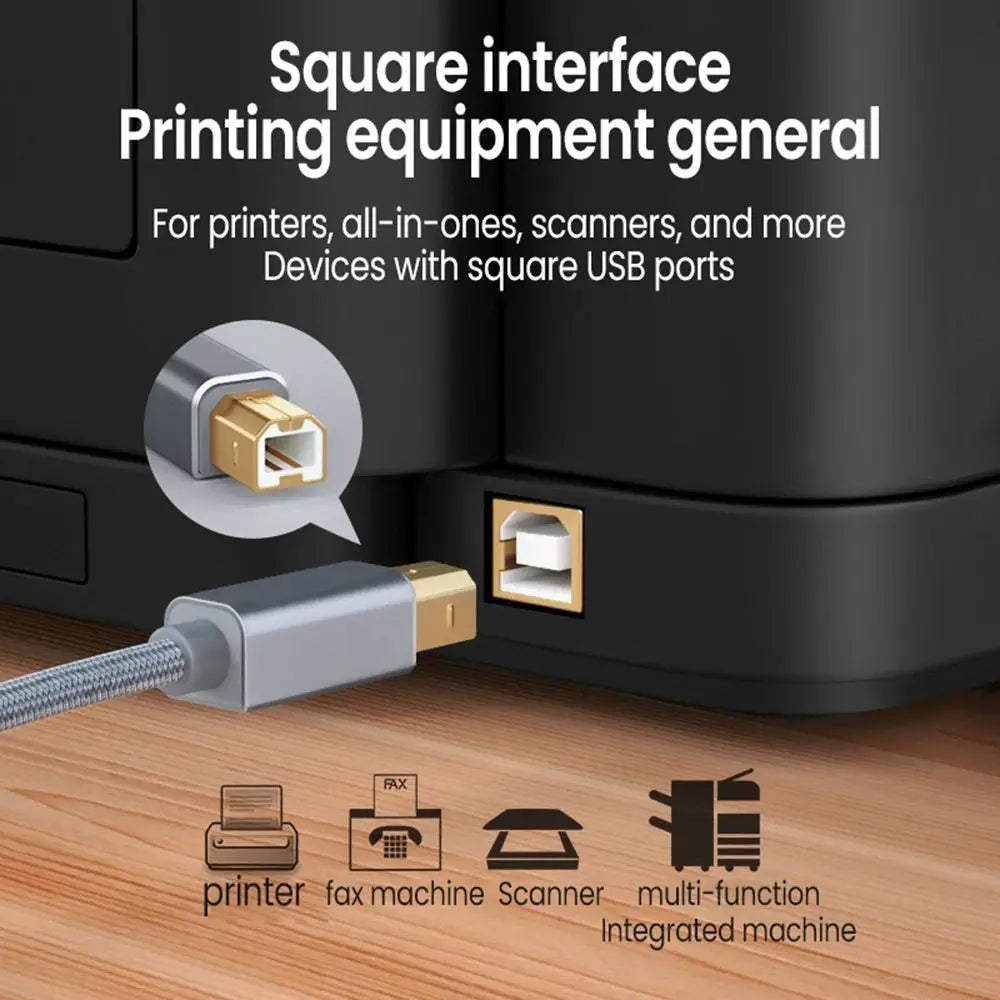 USB C to USB B 2.0 Printer Cable