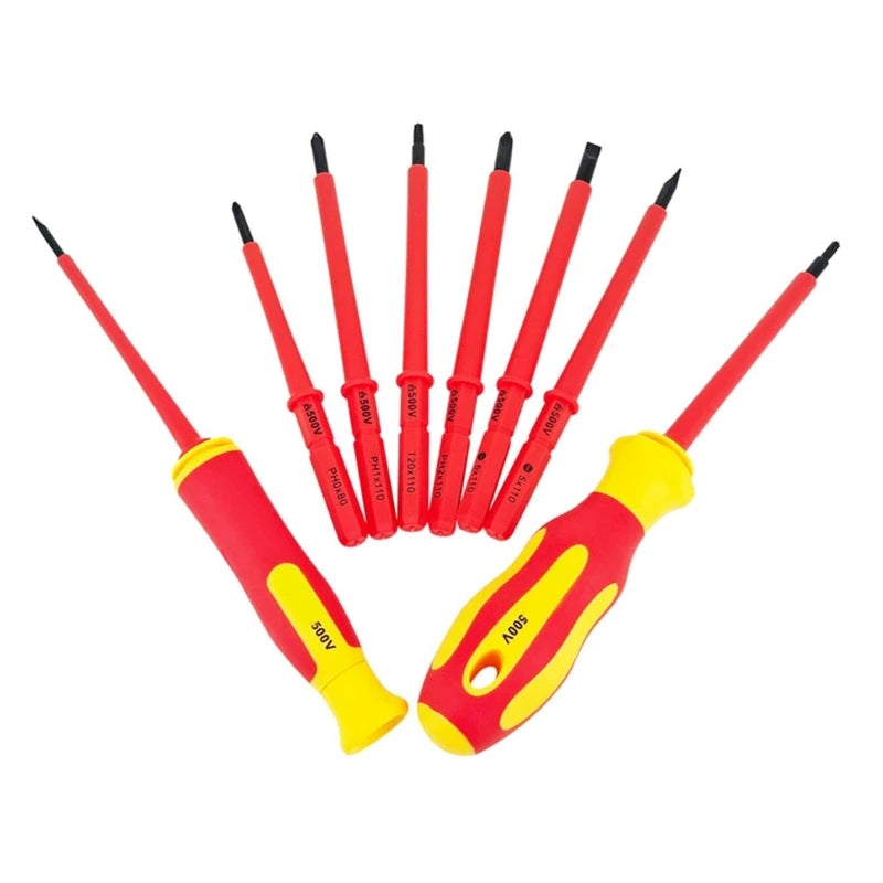 Insulated Electrician Screwdriver Set - 8-Tip with Roll Bag