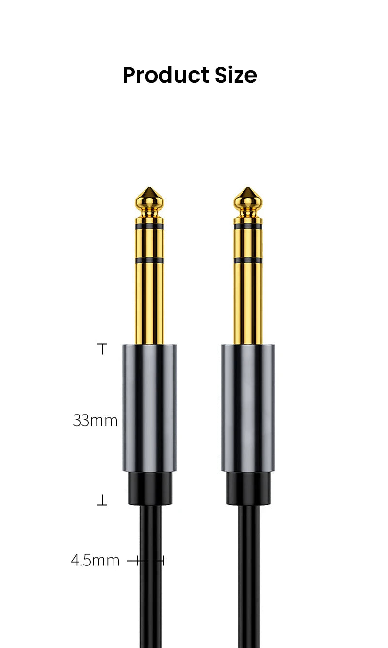 Professional 1/4" TS Instrument Cable | OFC Core | 24K Gold Connectors | 1m–3m