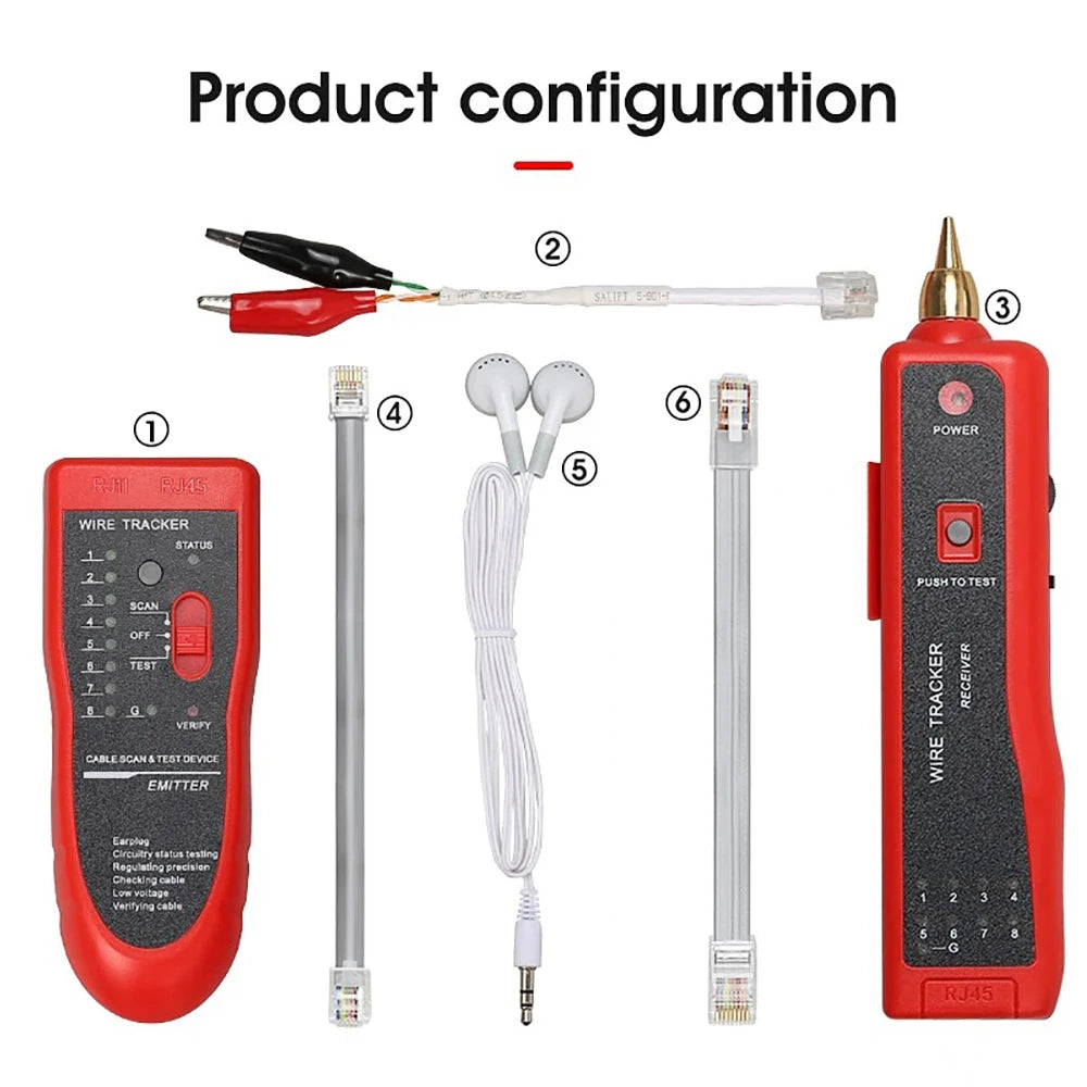 Kebidumei Ethernet LAN Network Cable Tester RJ45 RJ11 LAN Line Tester Finder Telephone Wire Tracker Receiver Network Tool Repair