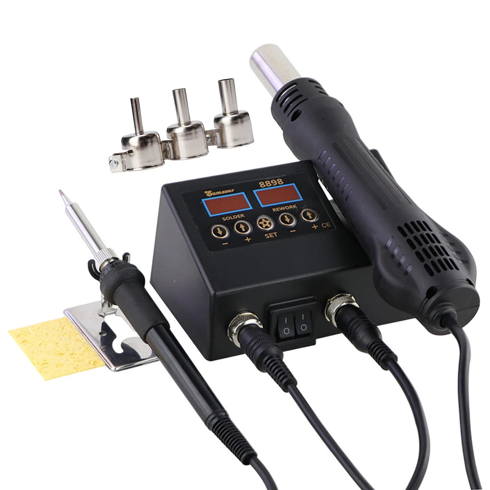 2-in-1 SMD Soldering Station - Digital Temp Control with Hot Air Heat Gun