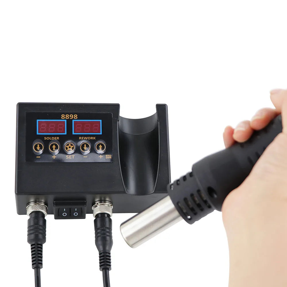 2-in-1 SMD Soldering Station - Digital Temp Control with Hot Air Heat Gun