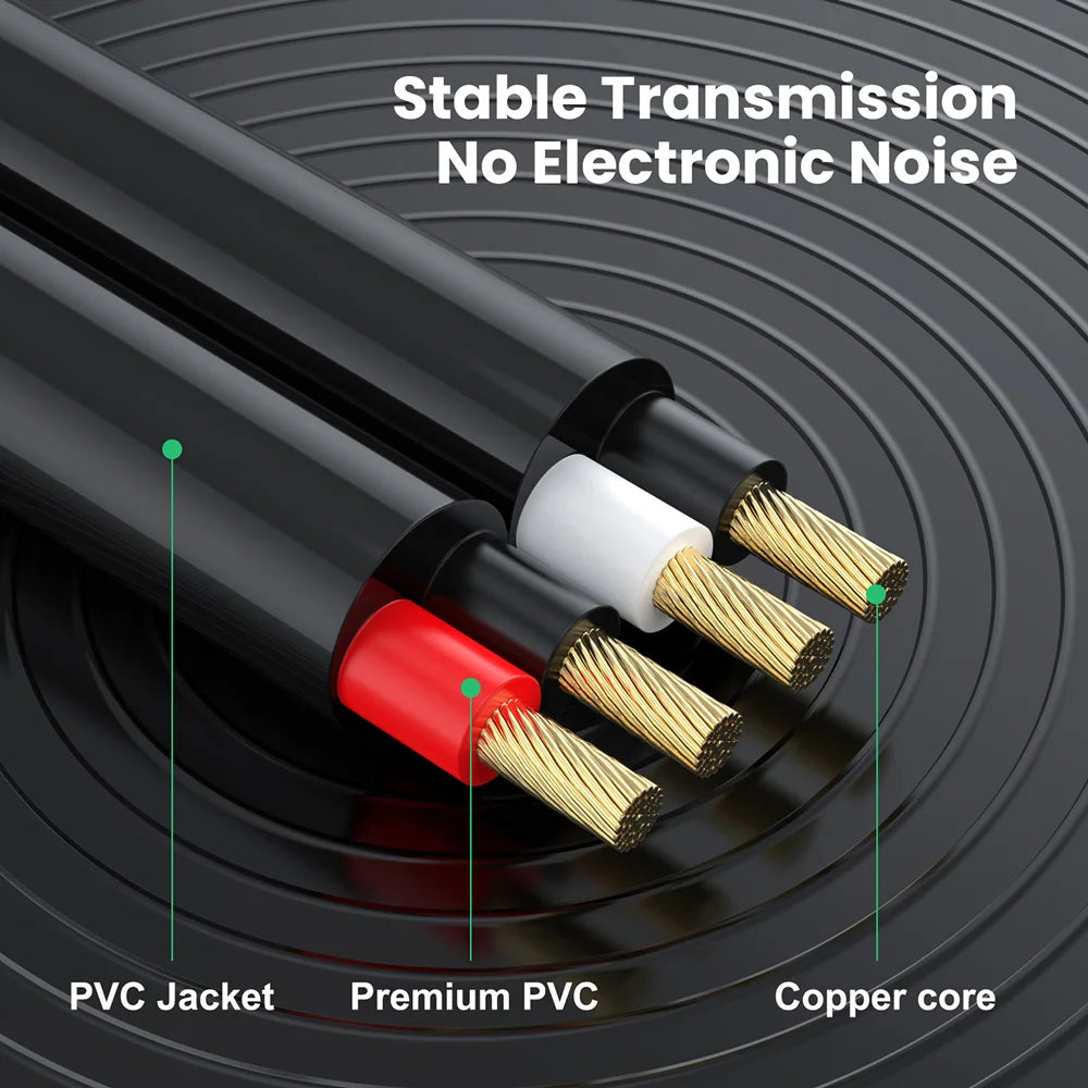 Cable with copper core, PVC jacket, and premium PVC insulation on a dark background.