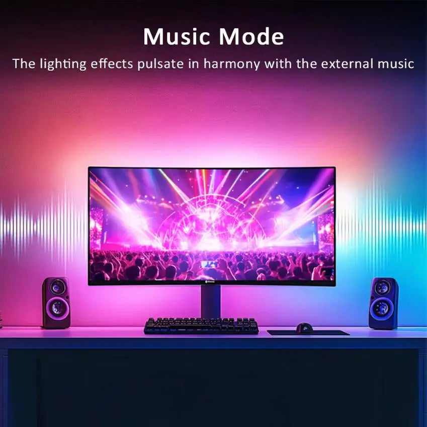 USB RGB LED Strip Lights for PC Monitor, App Controlled Gaming Backlight with Music Sync, 24 to 34 Inch Computer Screen LED Lighting for Gaming Room Decor