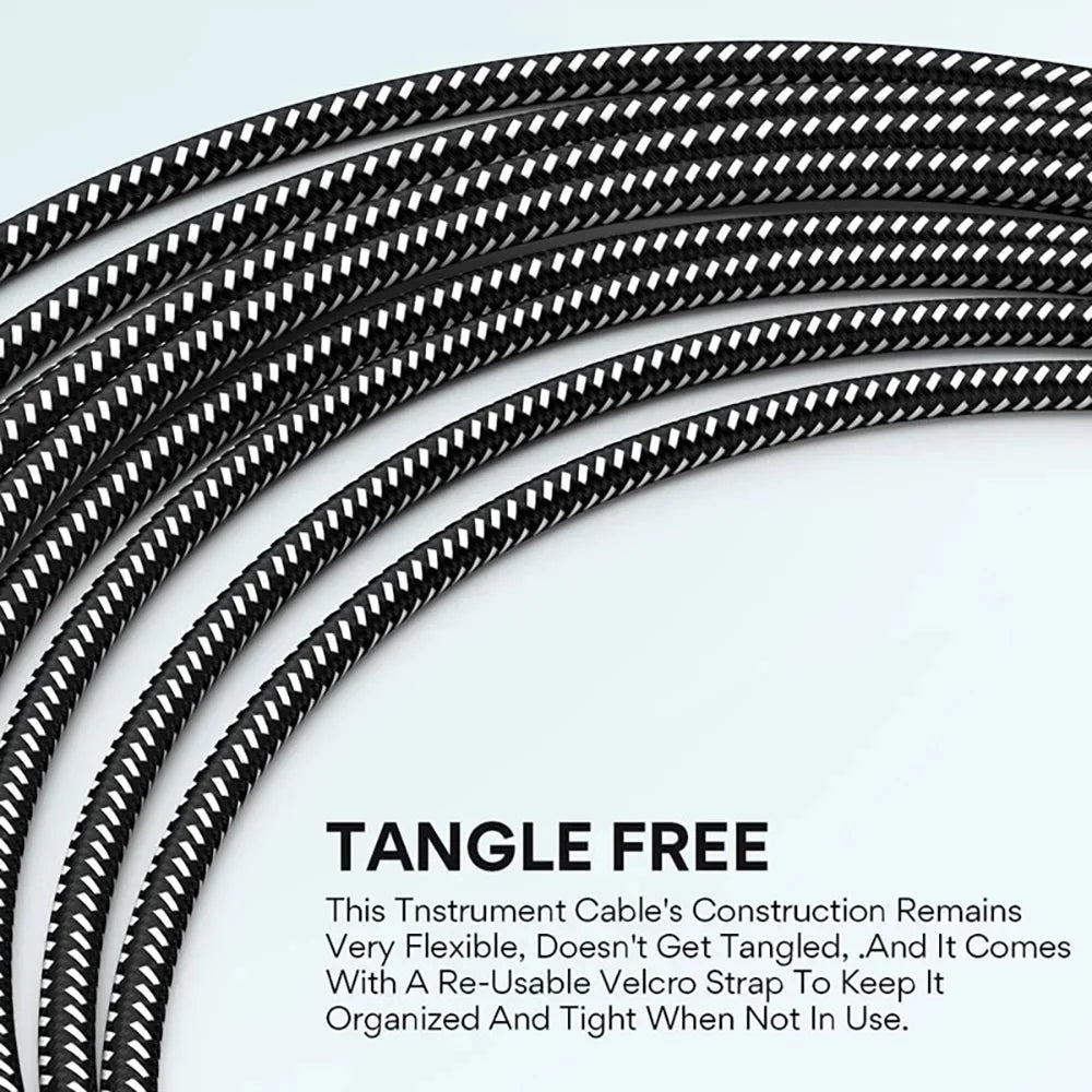 1/4" TRS Guitar Instrument Cable | OFC 95% Braided Shield | Straight & Right-Angle | 1.5m–10m