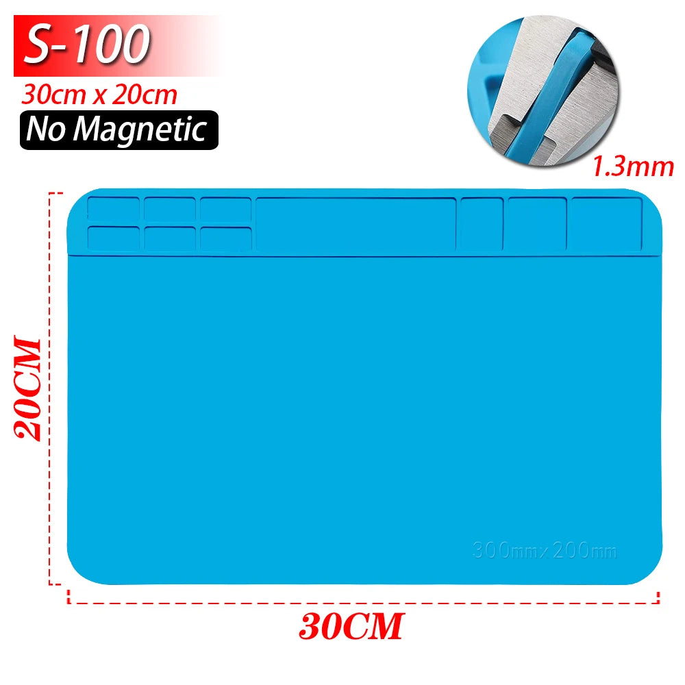 Silicone Soldering Mat - Heat Resistant 932F Anti-Static Magnetic Work Mat