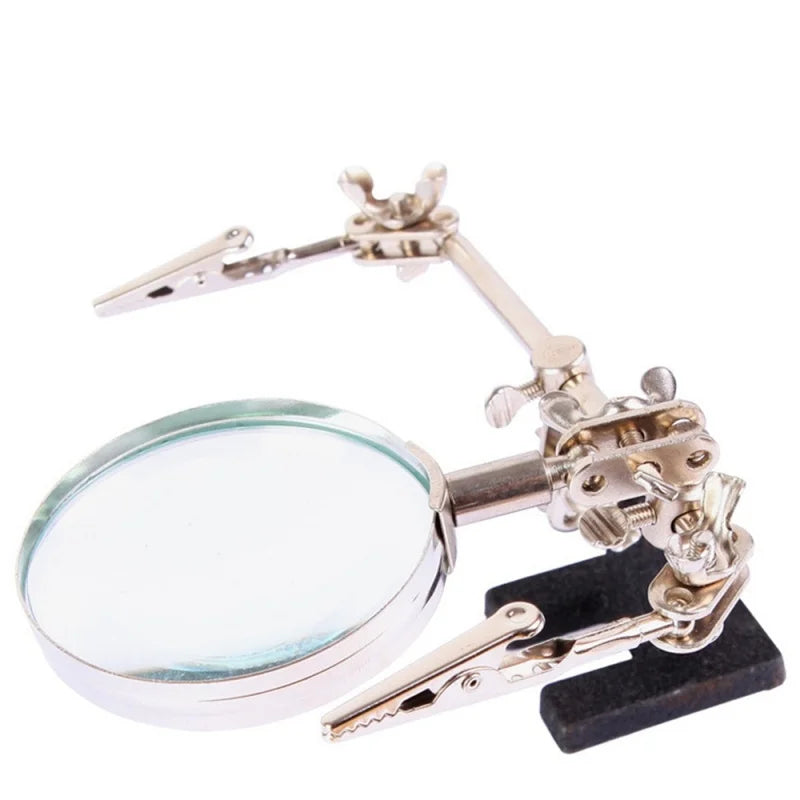 Soldering Iron Station Stand with Magnifying Glass and Third Hand Clamp