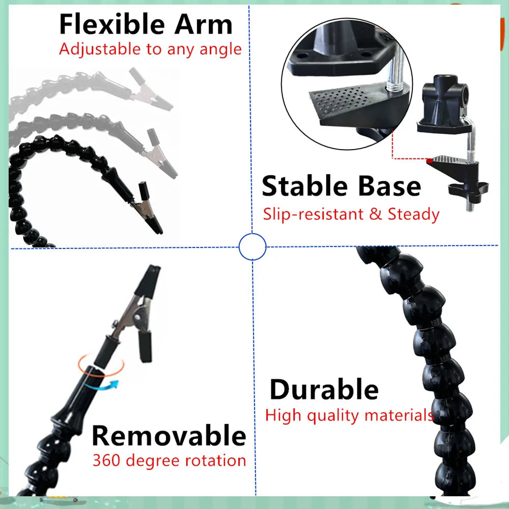 Soldering Helping Hand with Flexible Arms - Third Hand Electronics Repair Tool