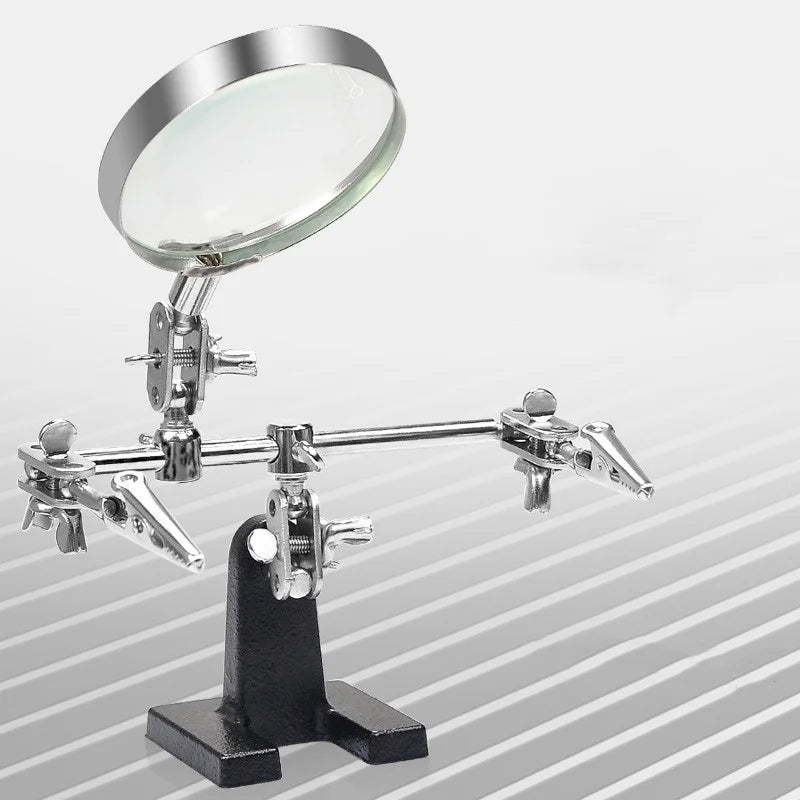 Soldering Iron Station Stand with Magnifying Glass and Third Hand Clamp