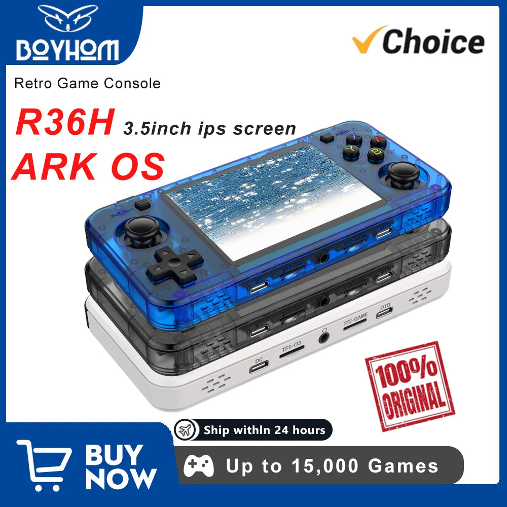 BOYHOM R36H Retro Handheld Game Console – 15,000+ Games, 3.5" IPS, Linux ArkOS