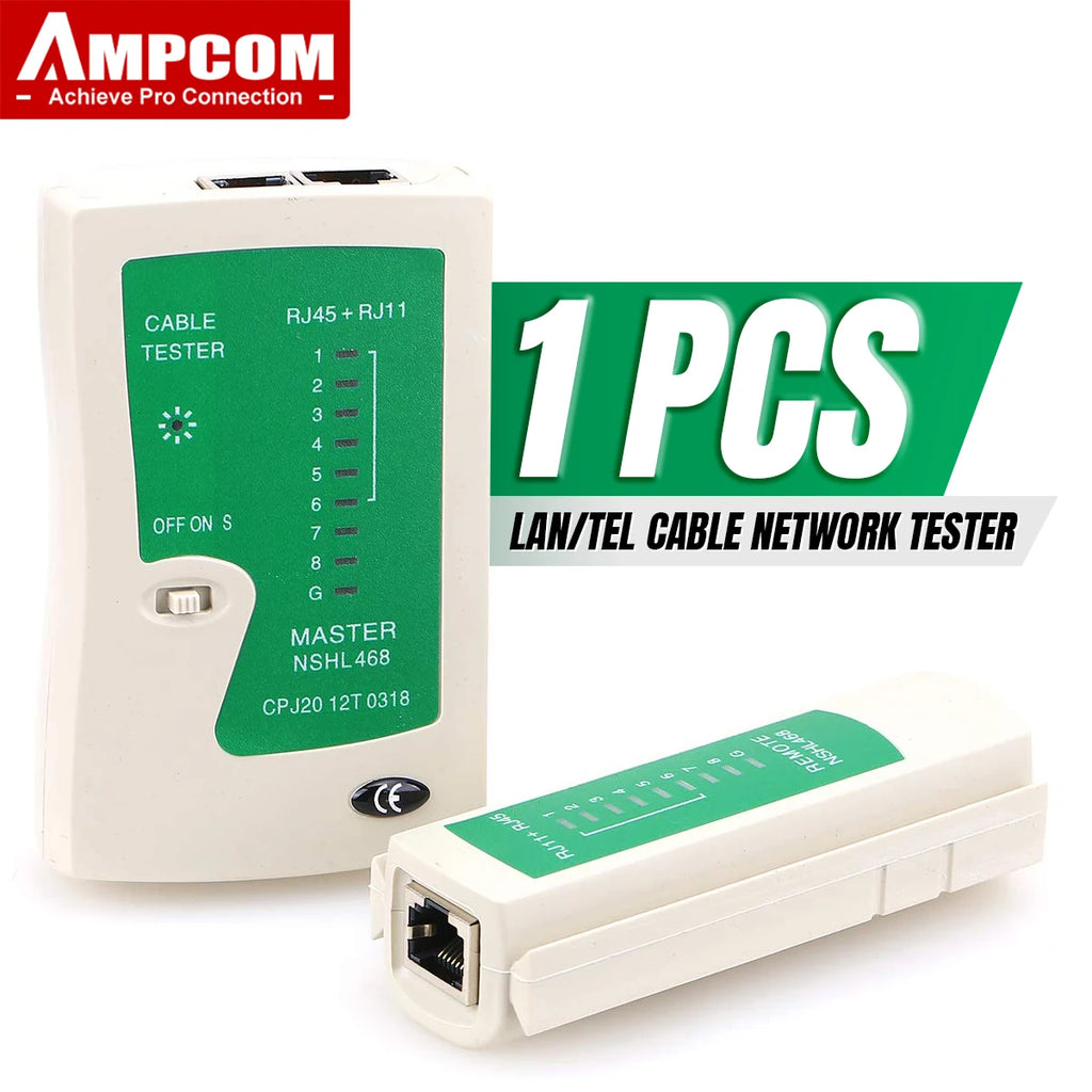 AMPCOM Network Cable Tester RJ45 Ethernet Cable Checker LAN Checker for Cat5 Cat6 CAT7 8P 6P LAN Cable and RJ11 Telephone Cable