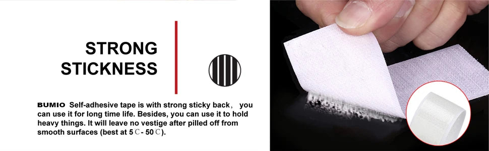 Self-Adhesive Hook & Loop Velcro Tape — Black & White, 20–50mm Width