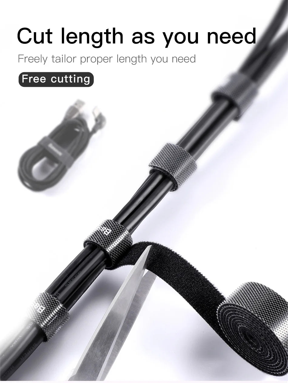 Baseus Velcro Cable Straps — Reusable Nylon Cable Ties & Organizer Clips