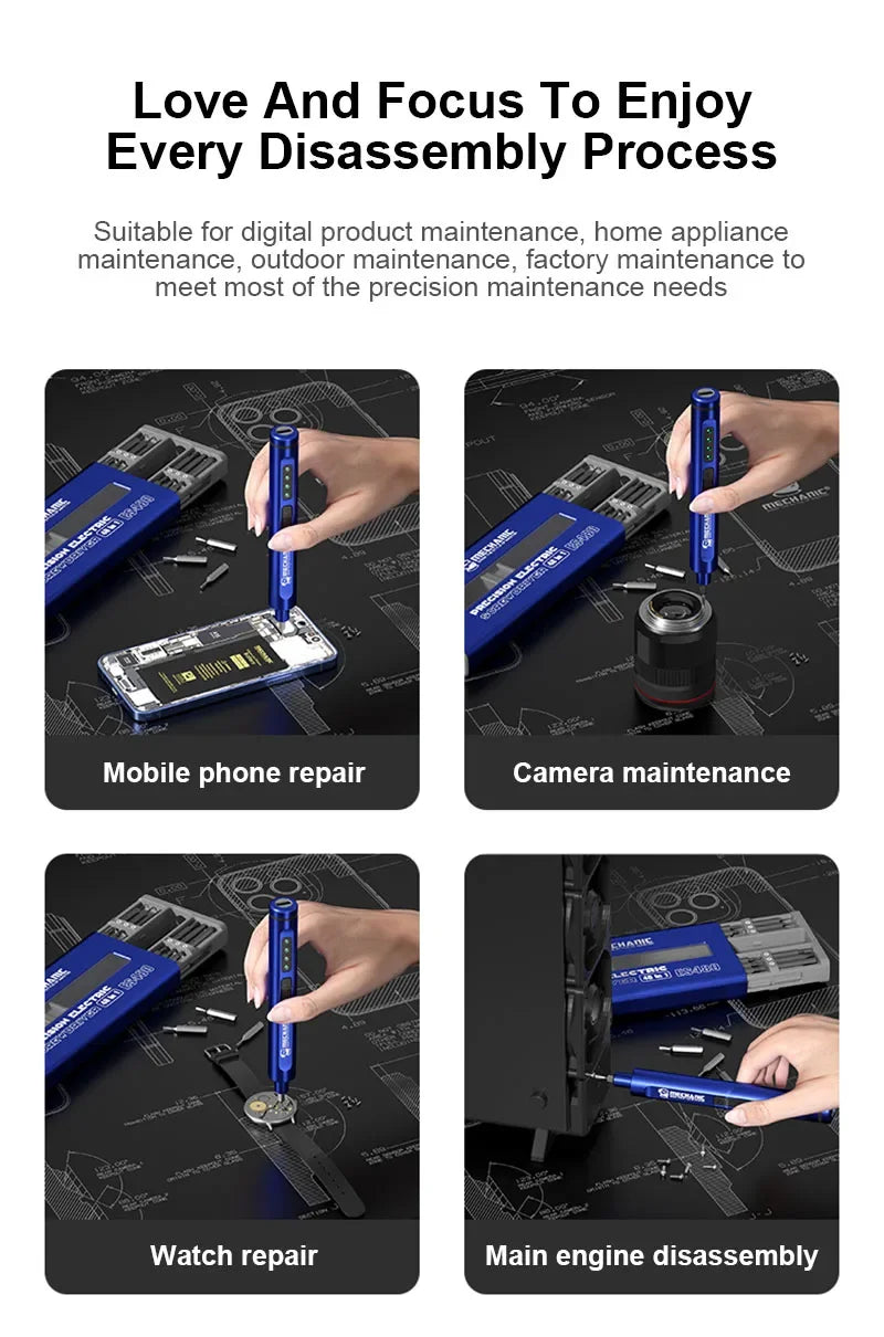 Mechanic Electric Screwdriver with LED - Phone, Tablet and Watch Repair Tool