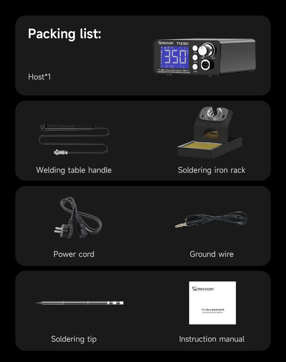 Mechanic T12 MAX Soldering Station - 5s Heat, One-Touch Digital Display