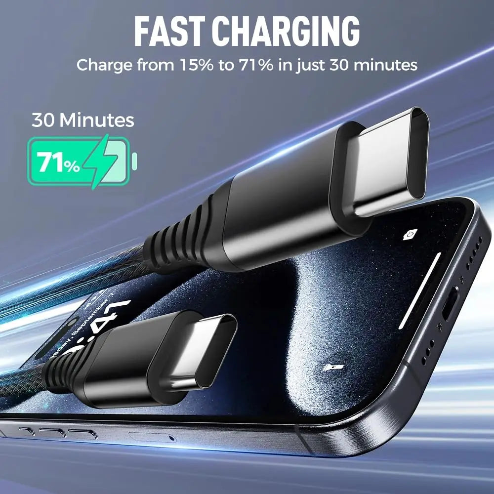 100W Transparent Luminous 3-in-1 Super Fast Charging Cable with LED Display, USB C to Lightning/USB A/Micro Adapter
