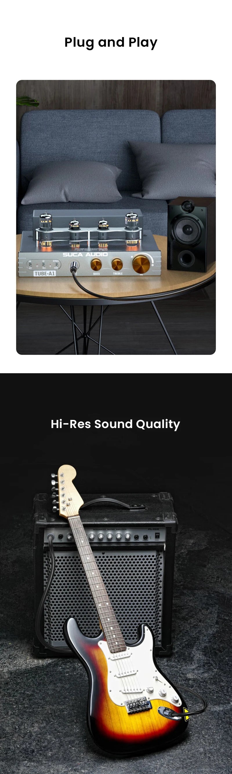 Professional 1/4" TS Instrument Cable | OFC Core | 24K Gold Connectors | 1m–3m
