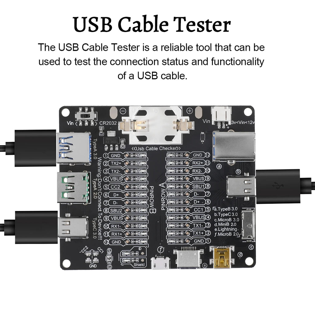 Black Cable Checker Test Board LED Indicators For Data Line Testing USB Line Data Line Test Board Without Shell