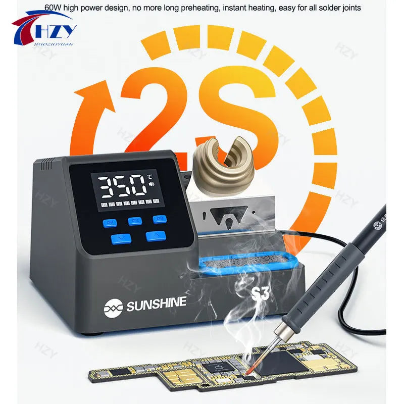 Sunshine S3 60W Soldering Station - Intelligent Temp Control with 210 Tips