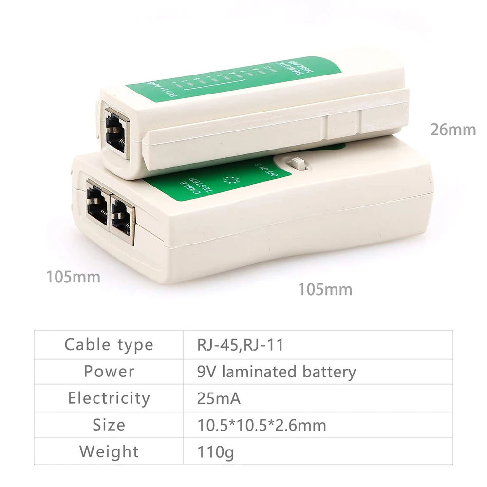 AMPCOM Network Cable Tester RJ45 Ethernet Cable Checker LAN Checker for Cat5 Cat6 CAT7 8P 6P LAN Cable and RJ11 Telephone Cable