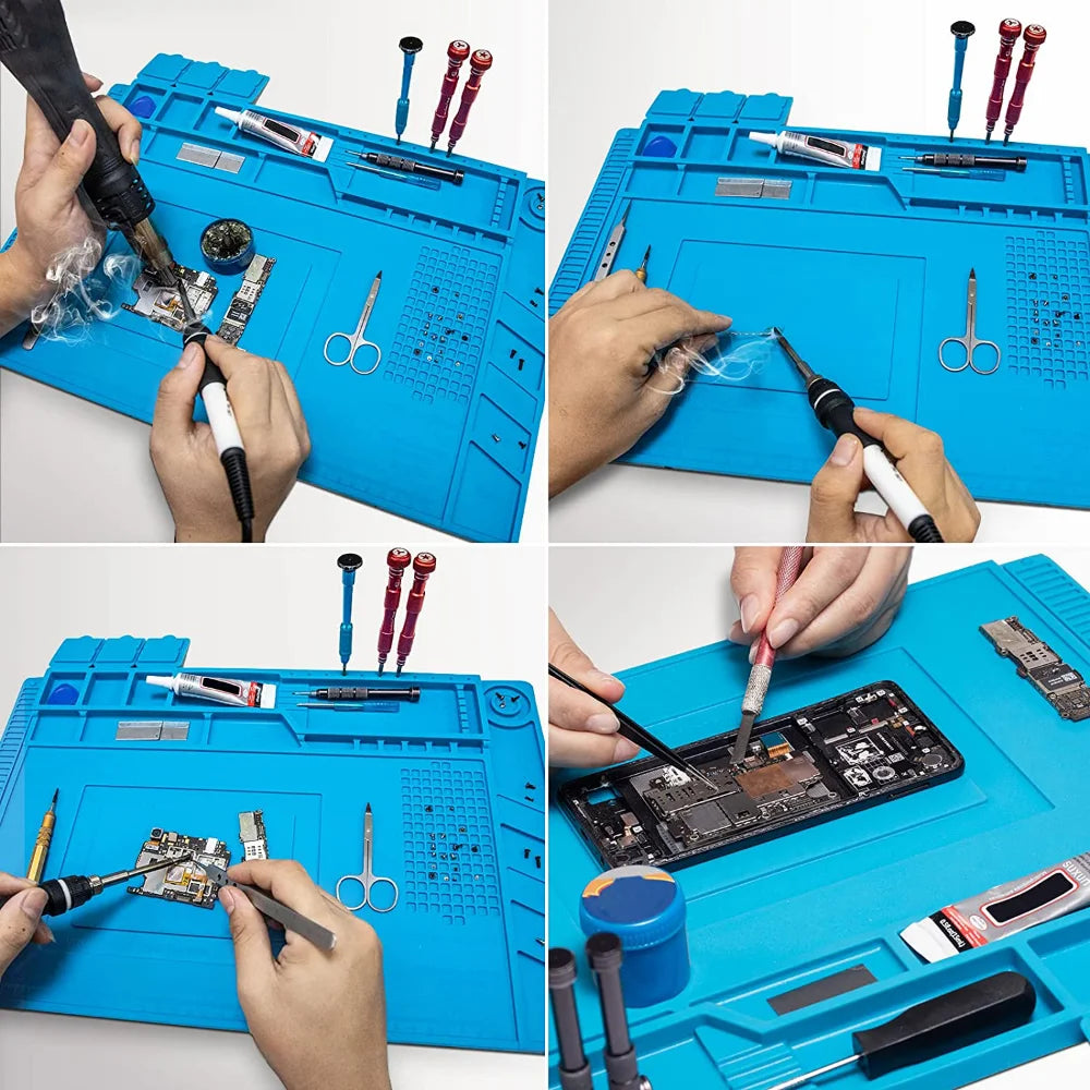Silicone Soldering Mat - Heat Resistant 932F Anti-Static Magnetic Work Mat
