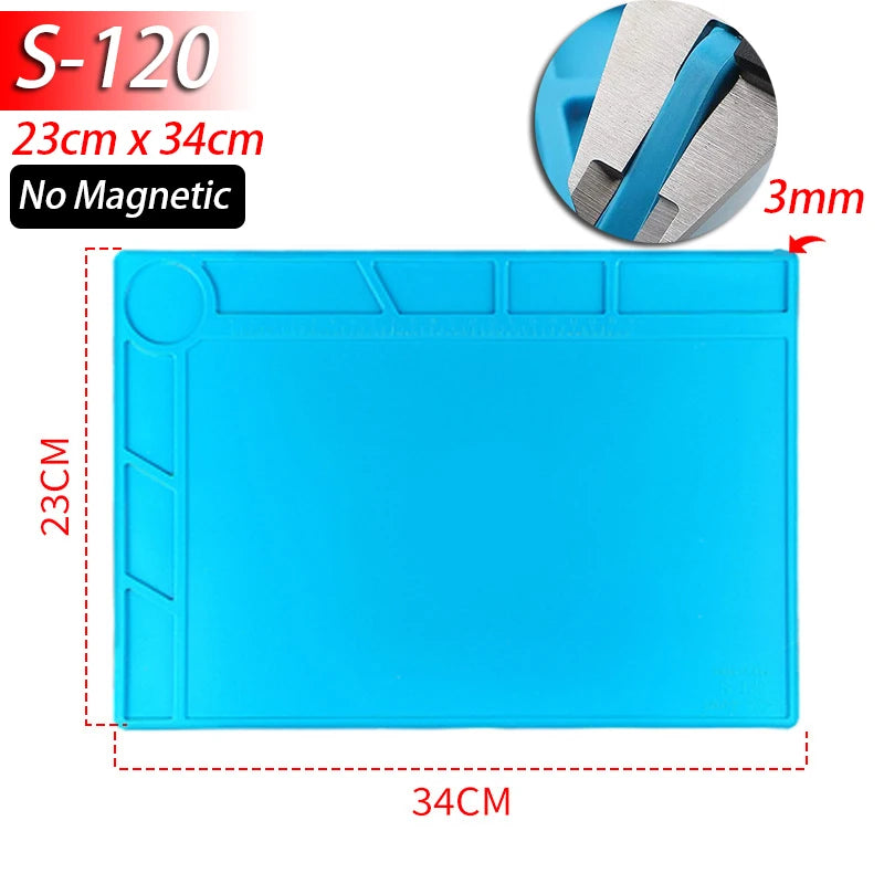 Silicone Soldering Mat - Heat Resistant 932F Anti-Static Magnetic Work Mat