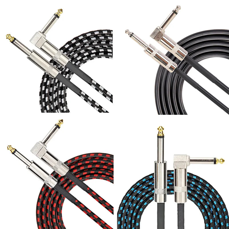 1/4" TRS Guitar Instrument Cable | OFC 95% Braided Shield | Straight & Right-Angle | 1.5m–10m