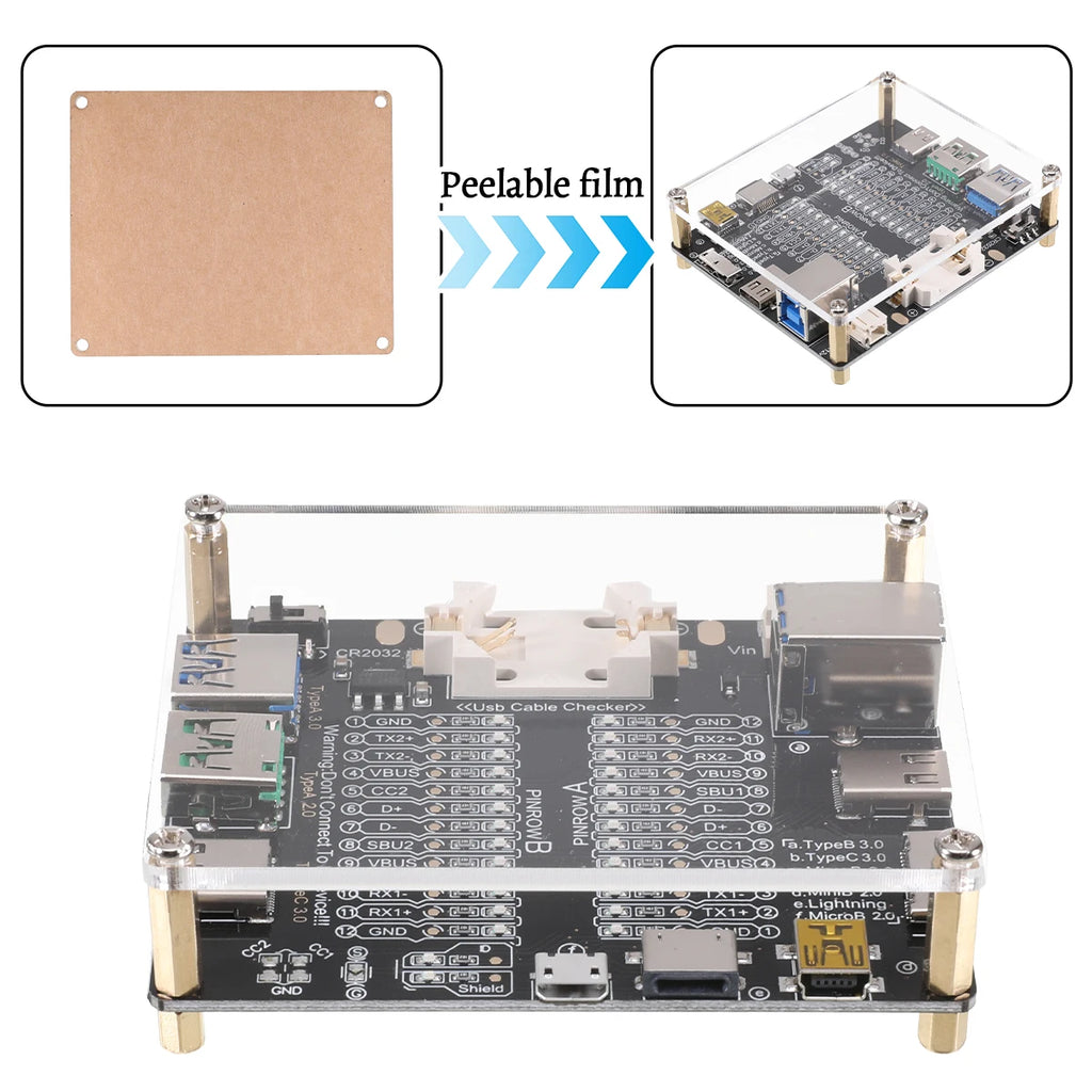 Black Cable Checker Test Board LED Indicators For Data Line Testing USB Line Data Line Test Board Without Shell