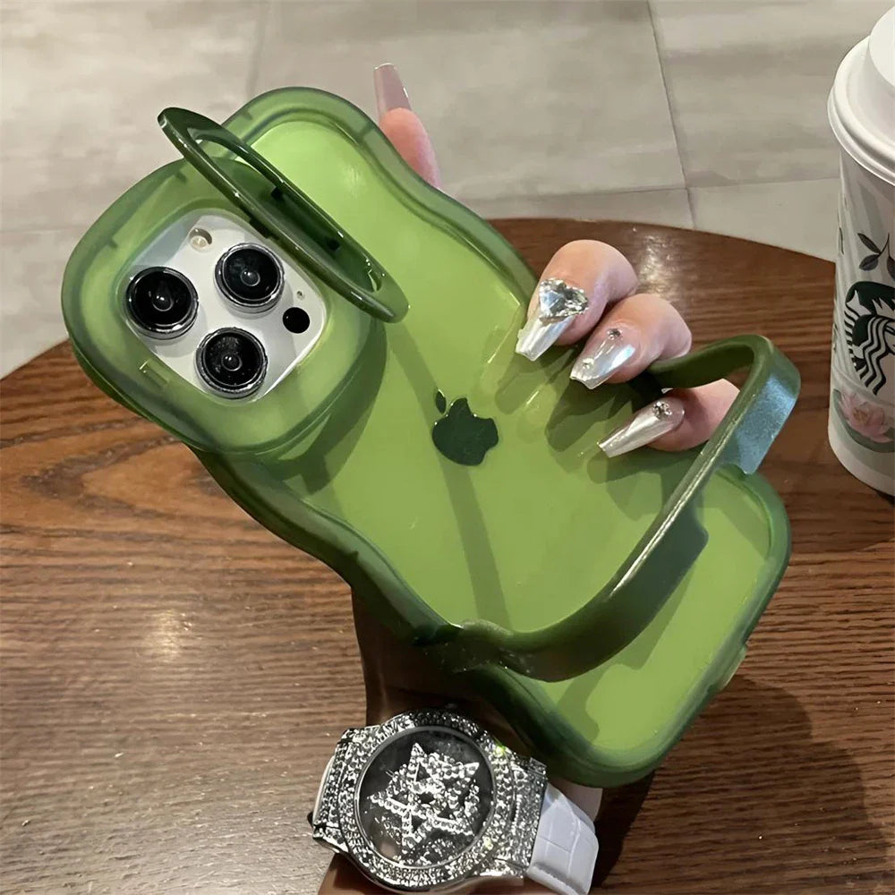 2-in-1 Clear Wave iPhone Case with Folding Kickstand