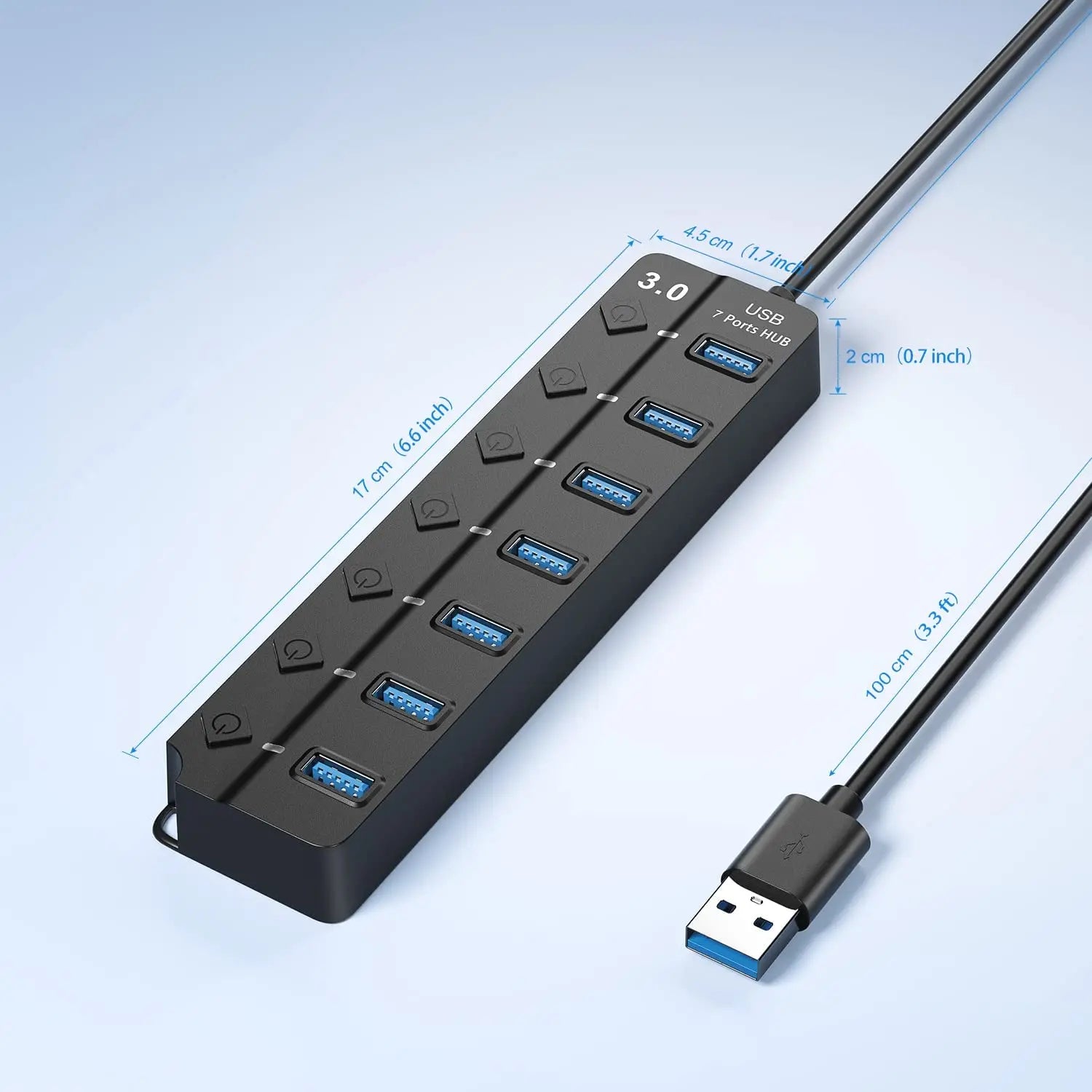 USB 3.0 Hub — 4 & 7 Port Splitter with LED & On/Off Switch