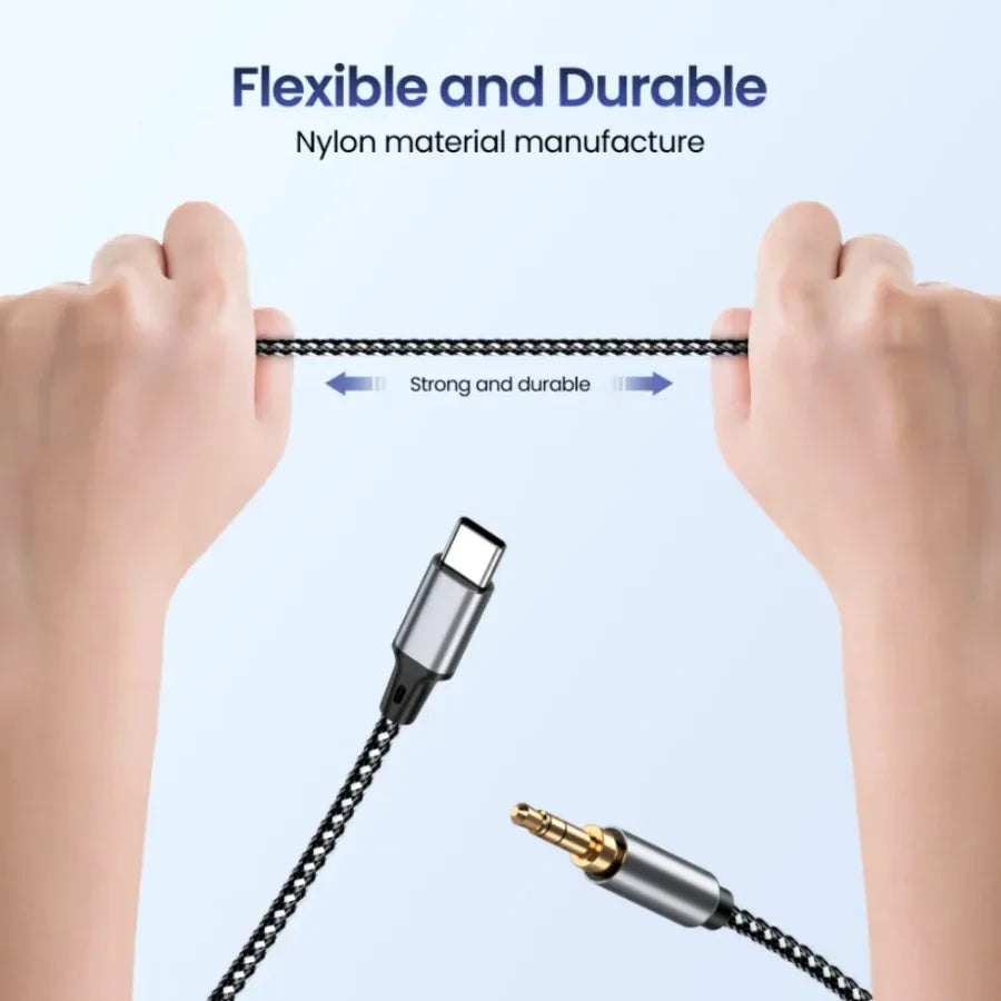 USB Type C To 3.5Mm Jack AUX Cable DAC USB-C Audio Adapter 1m 1.5m 2m for Phone Headphones Car HIFI Stereo Sound Audio Connector