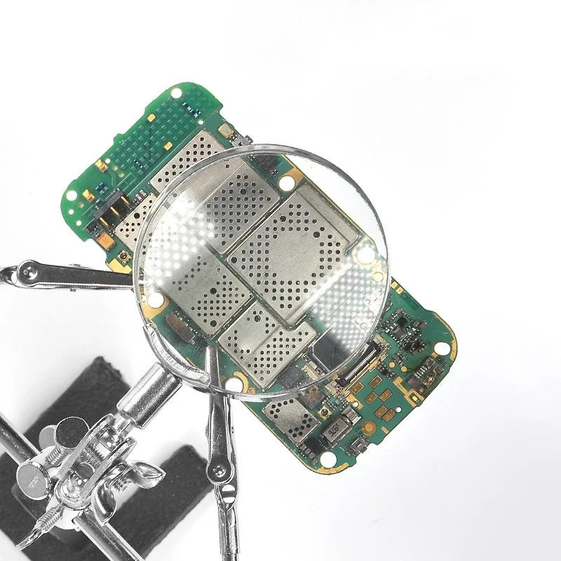 Soldering Iron Station Stand with Magnifying Glass and Third Hand Clamp