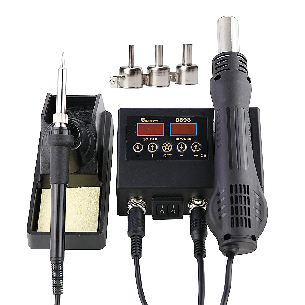 2-in-1 SMD Soldering Station - Digital Temp Control with Hot Air Heat Gun