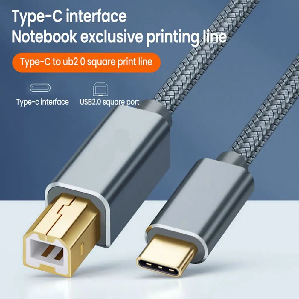USB C to USB B 2.0 Printer Cable
