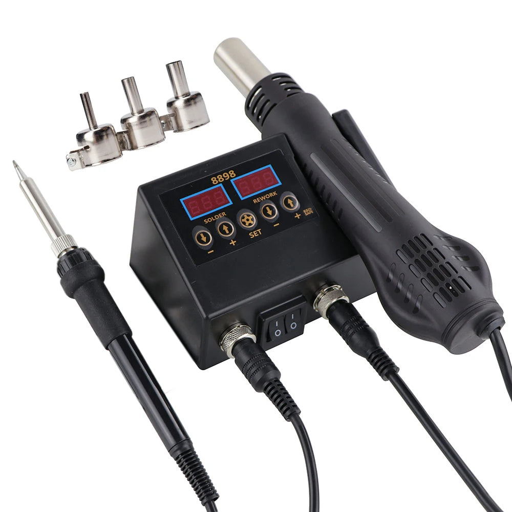 2-in-1 SMD Soldering Station - Digital Temp Control with Hot Air Heat Gun