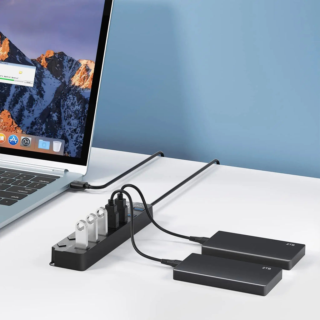 USB 3.0 Hub — 4 & 7 Port Splitter with LED & On/Off Switch