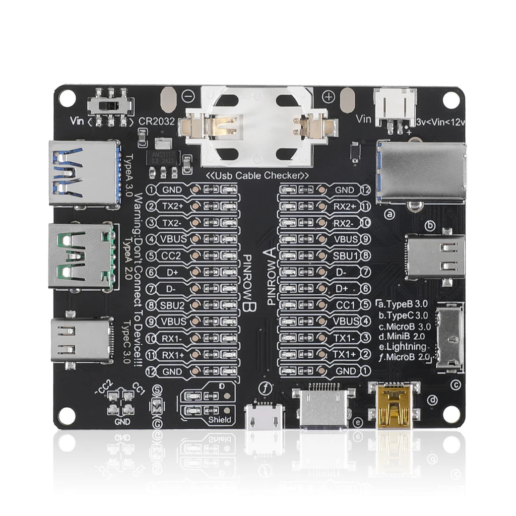 Black Cable Checker Test Board LED Indicators For Data Line Testing USB Line Data Line Test Board Without Shell