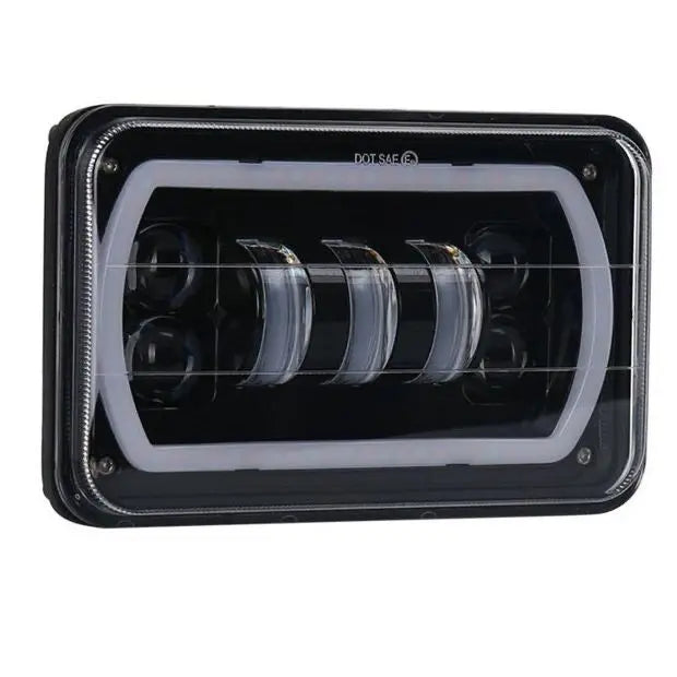 4x6 LED Headlight with White Halo DRL and Amber H4 Plug - 1 PC
