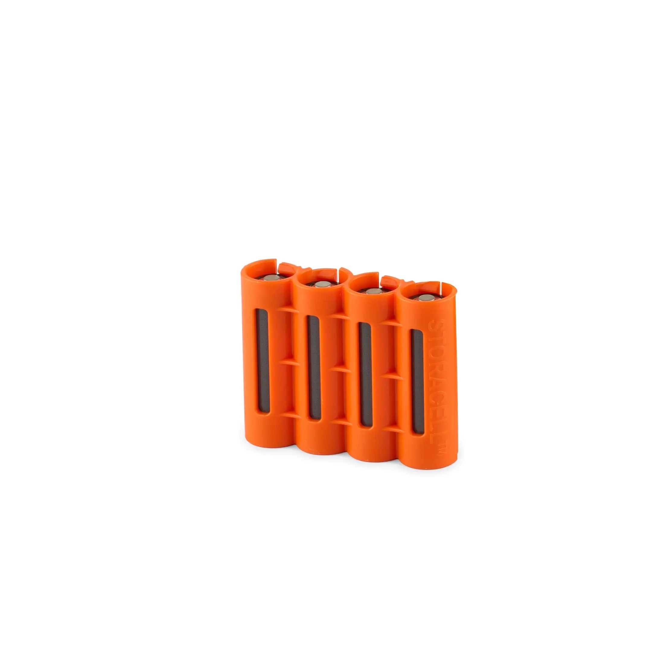 Orange battery pack on a white background