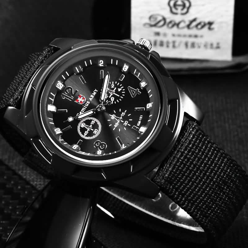 Herren Nylon Freizeit Sport Quarz Armbanduhr