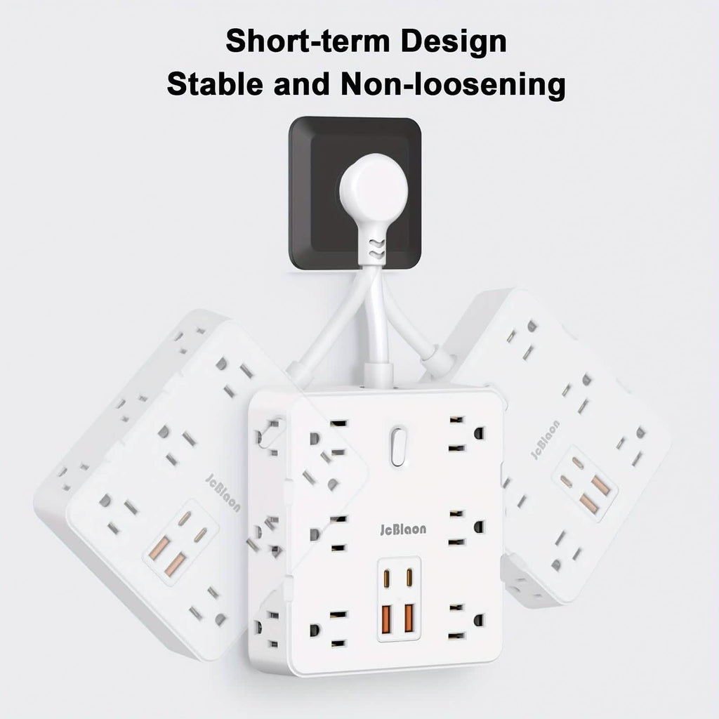 Multiple power outlets with a light bulb icon above them on a white background.