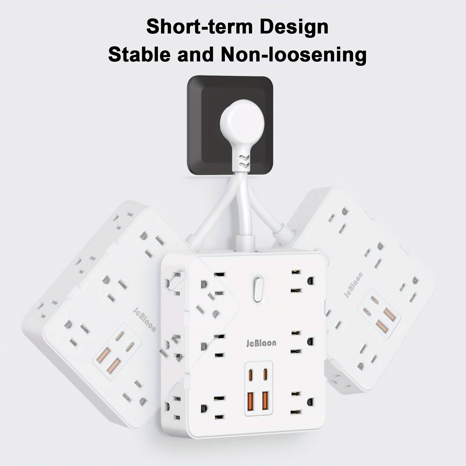 Multiple power outlets with a light bulb icon above them on a white background.