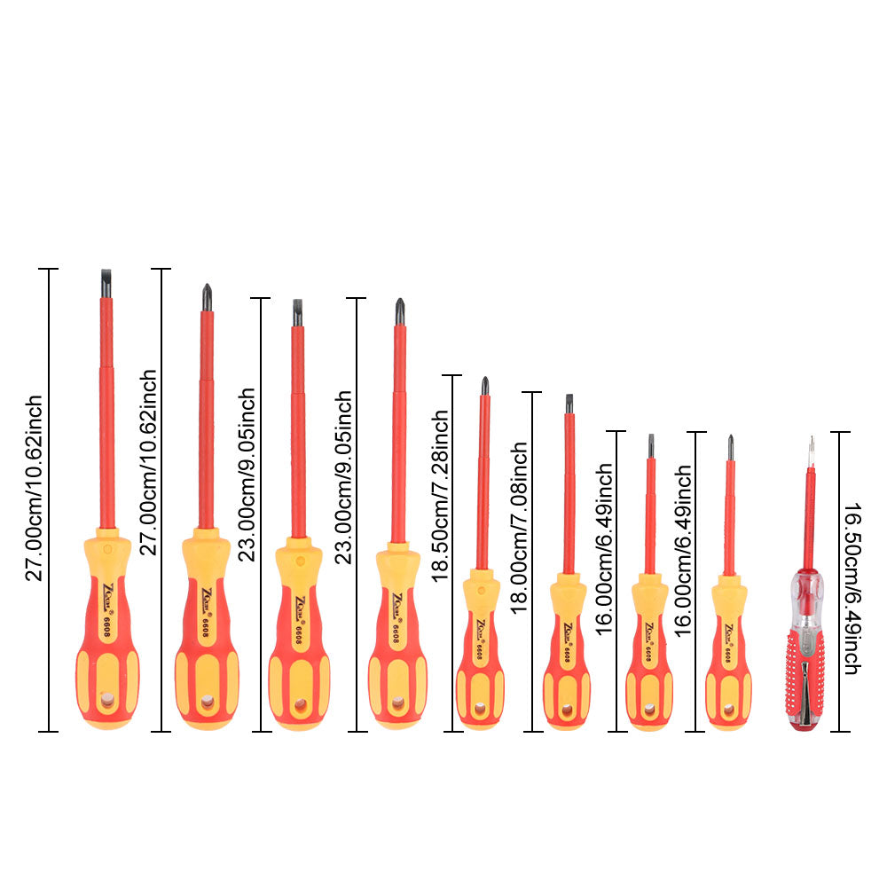 Magnetic Insulated Screwdriver Set - Phillips and Slotted Electrician Bits