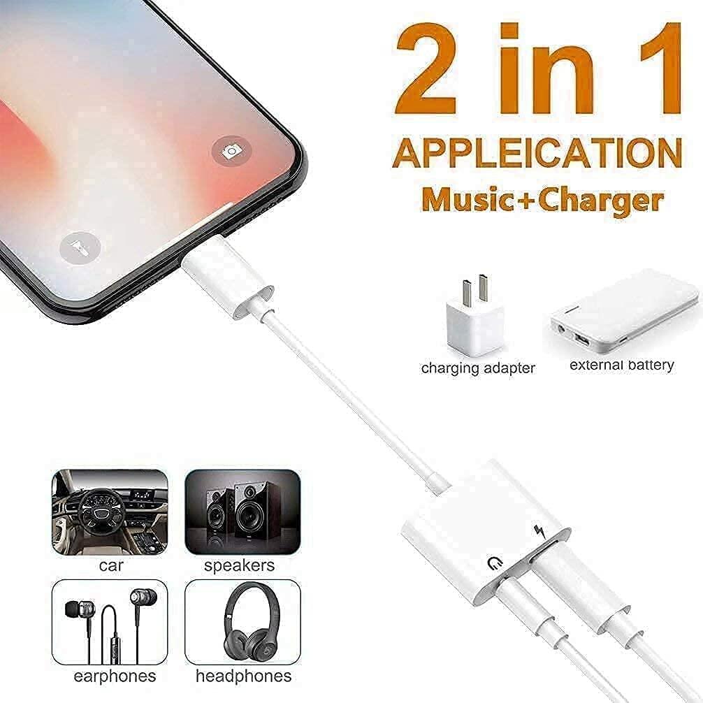 Lightning auf 3,5 mm Audio- und Ladeadapter, 3 Anschlüsse, leicht