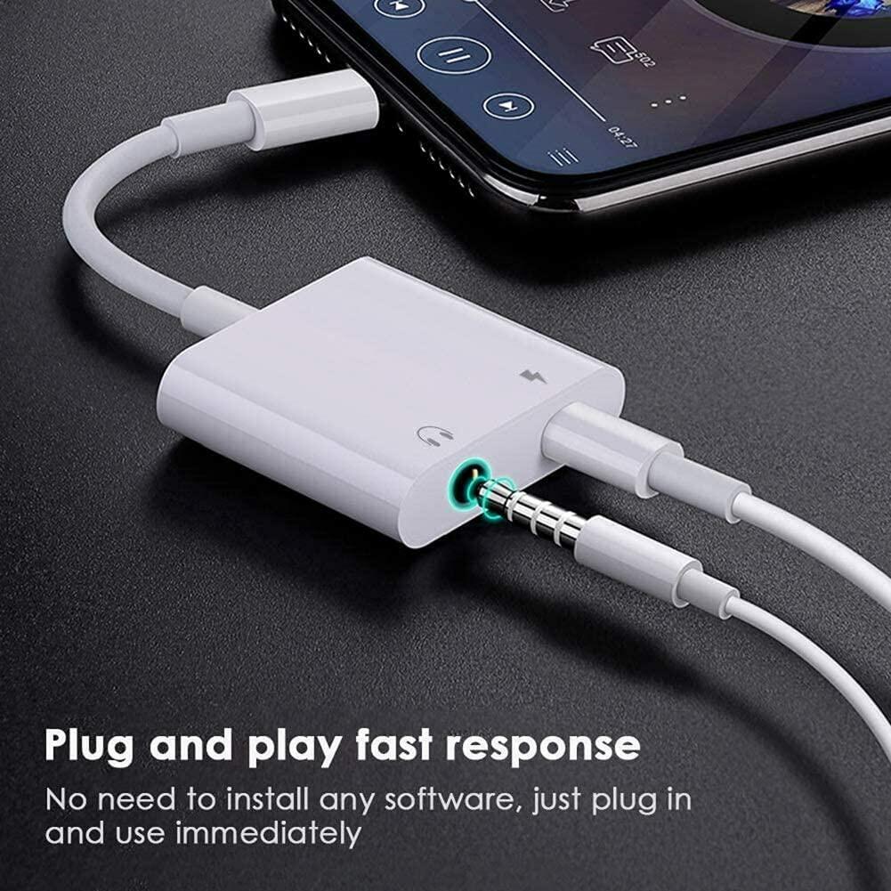 Lightning to 3.5mm Audio & Charger Adapter 3-Port Lightweight