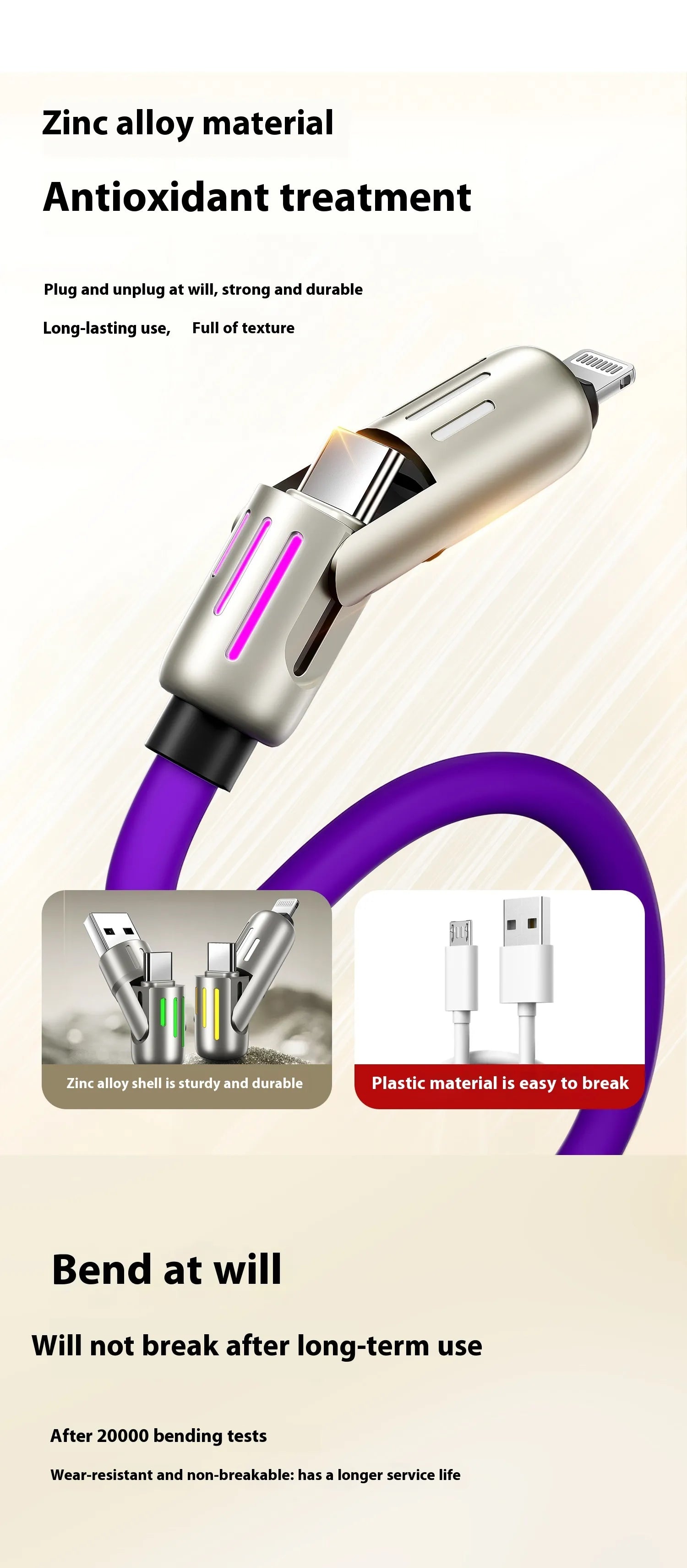 Buntes 4-in-1-Schnellladekabel